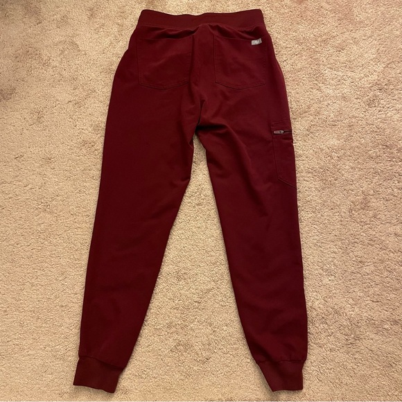 FIGS Zamora Jogger Scrub Burgundy Pants - Picture 7 of 8